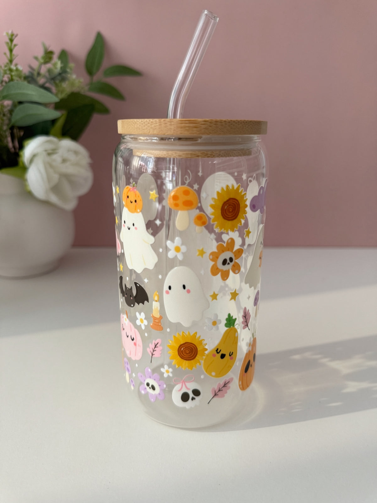Pumpkin Cottage Glass Cup
