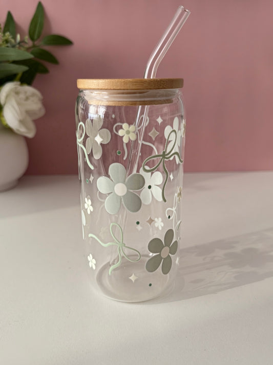 Sage Blossom Glass Cup