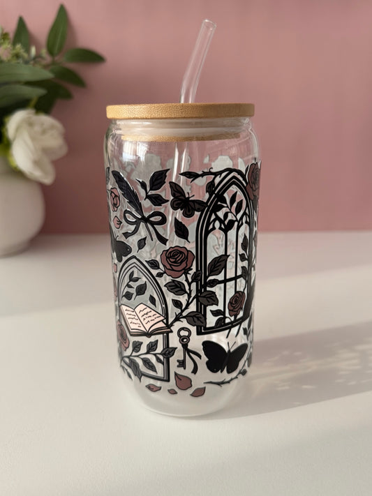 Dark Academia Glass Cup