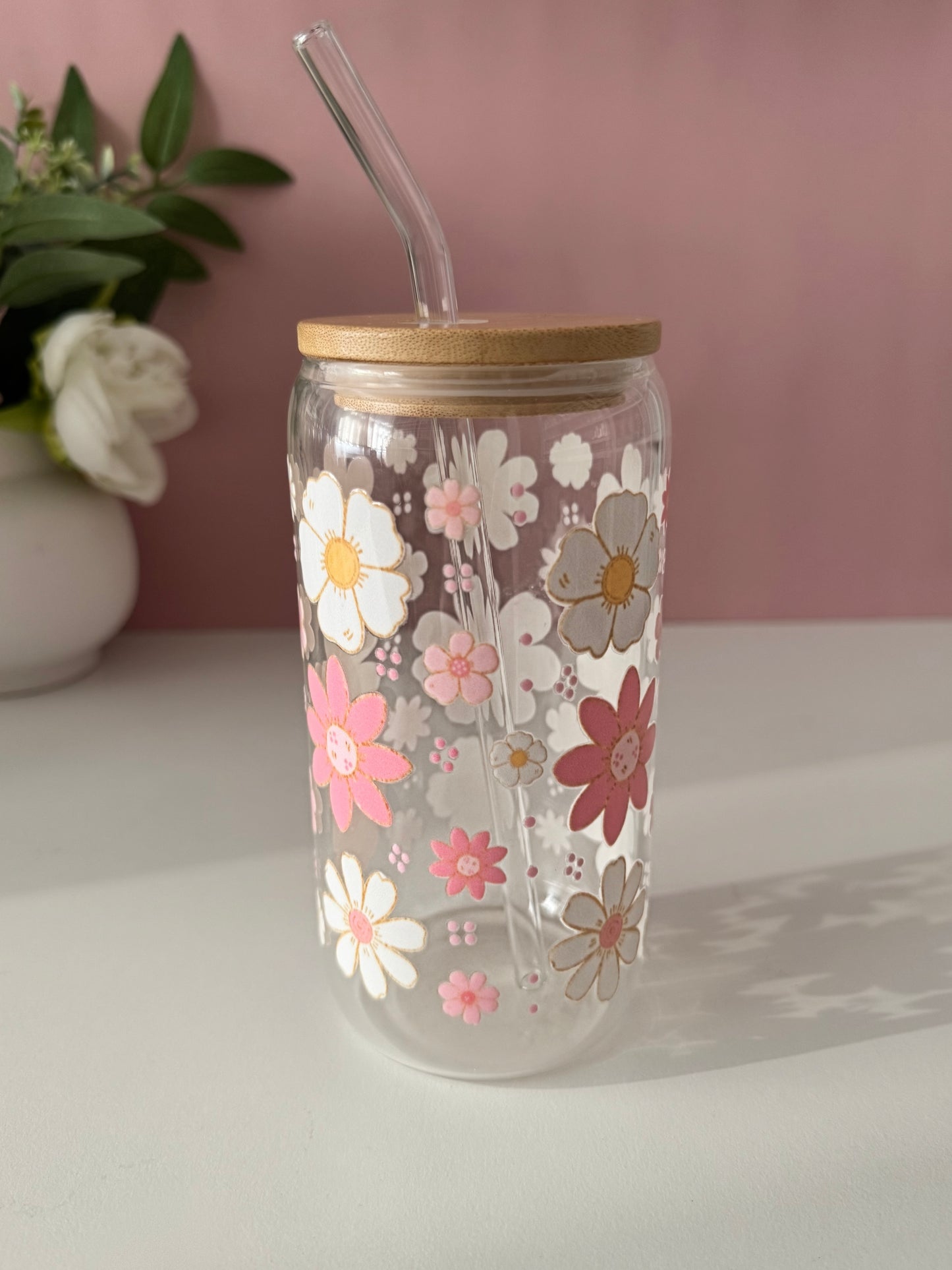 Blush Blossoms Glass Cup