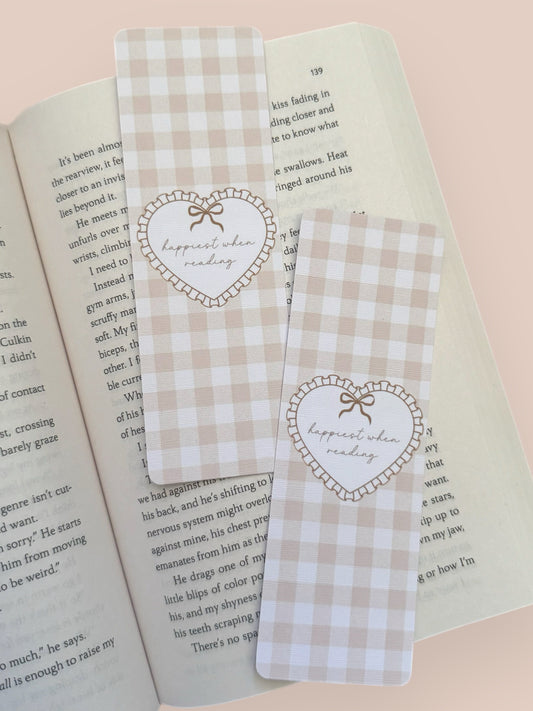 Happiest When Reading Gingham Bookmark