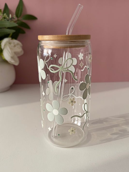 Sage Blossom Glass Cup
