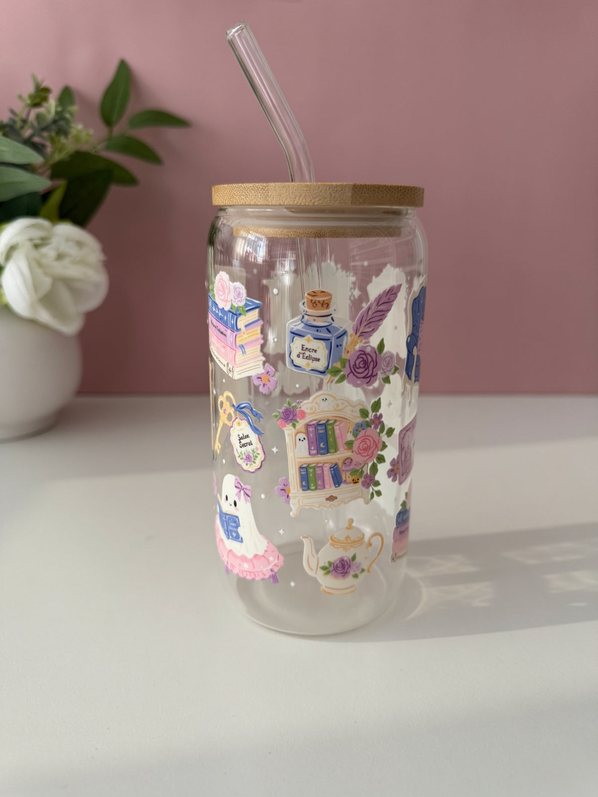 Haunted Library Glass Cup