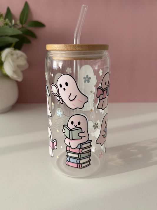 Bookish Ghosts Glass Cup