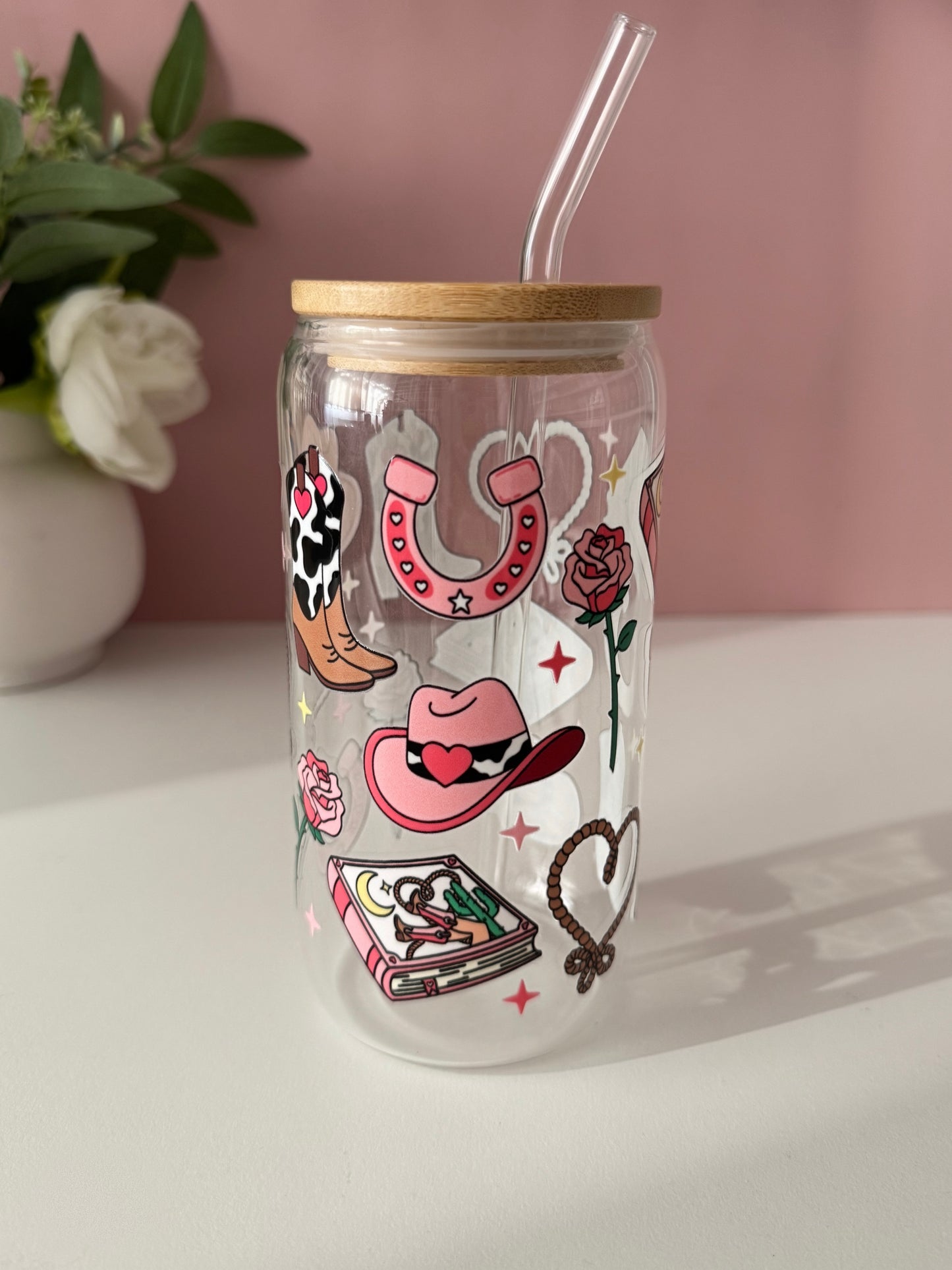 Cowboy Romance Glass Cup