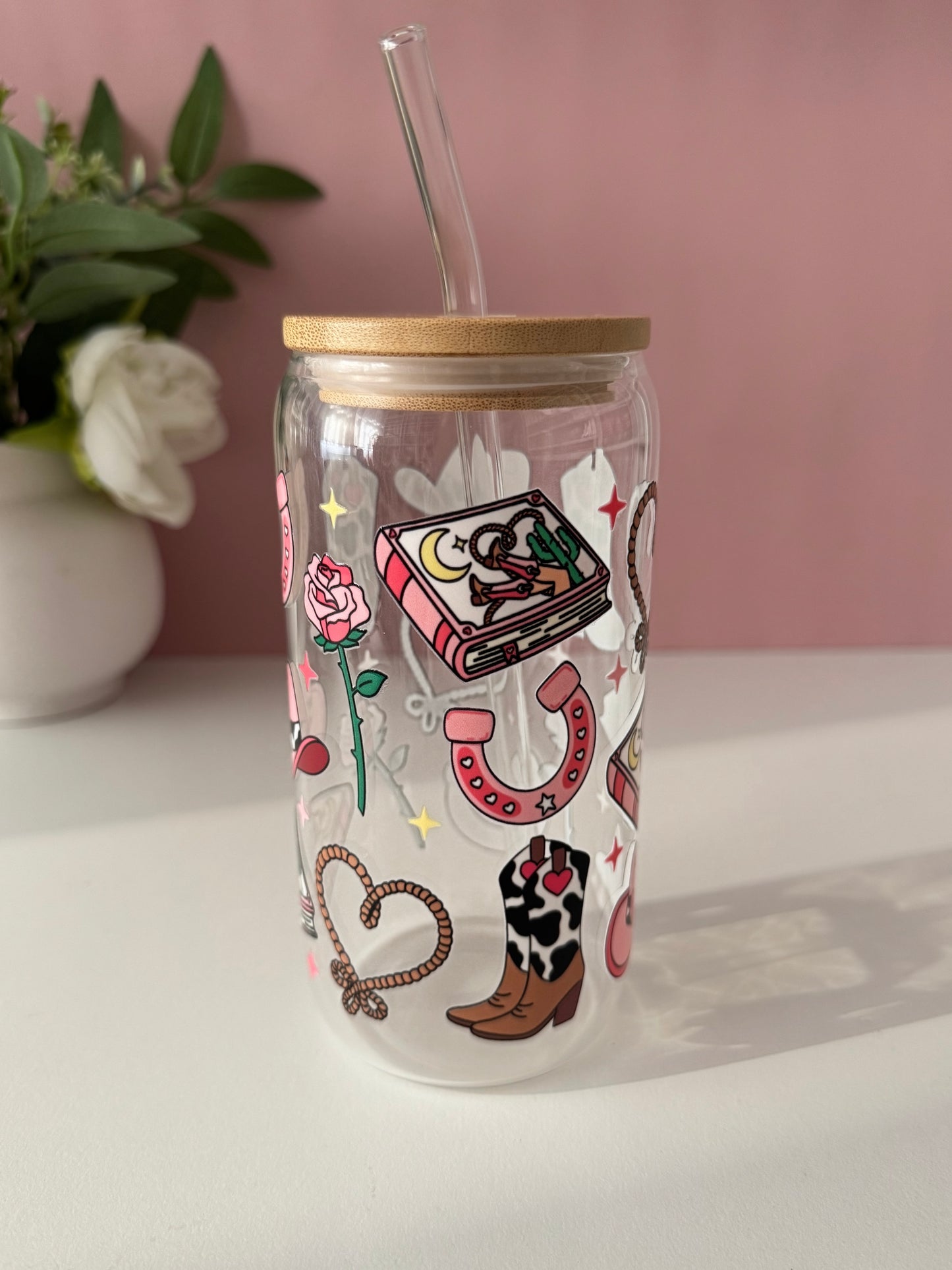 Cowboy Romance Glass Cup