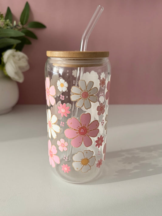 Blush Blossoms Glass Cup
