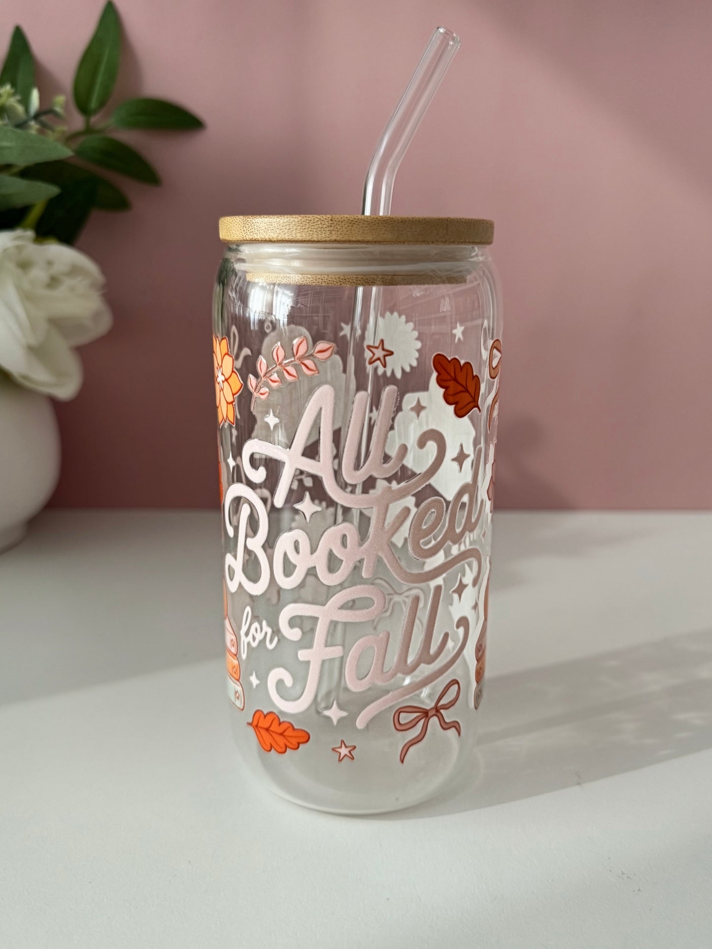 All Booked For Fall Glass Cup