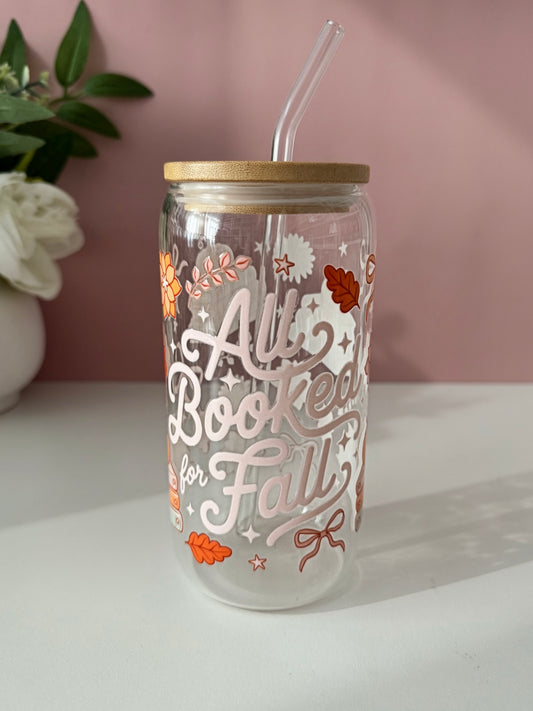 All Booked For Fall Glass Cup