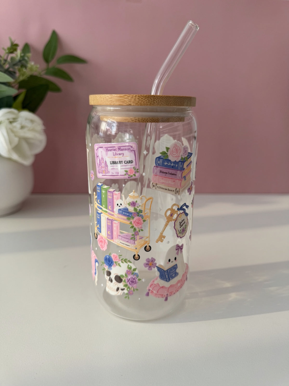 Haunted Library Glass Cup