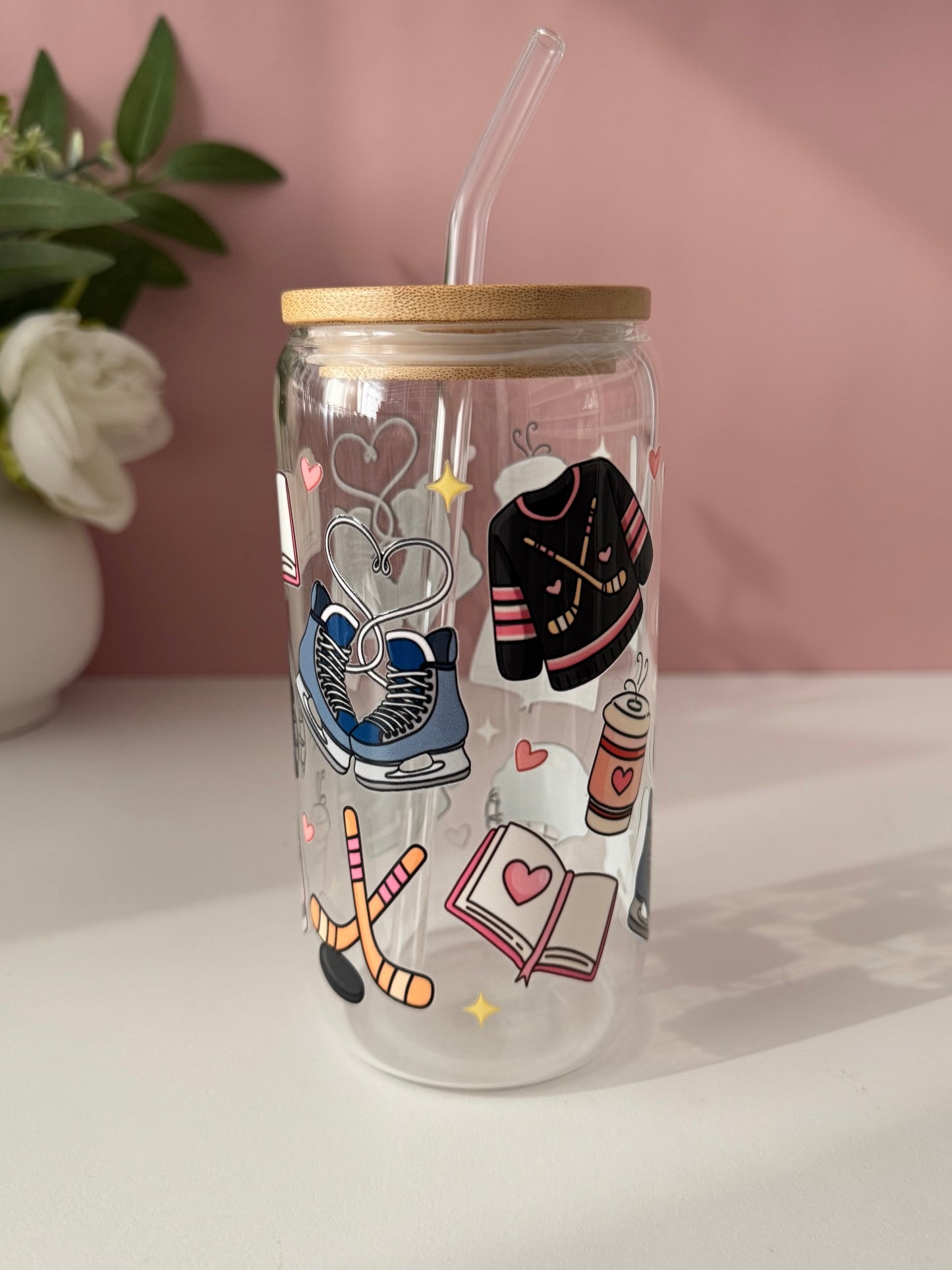 Hockey Romance Glass Cup