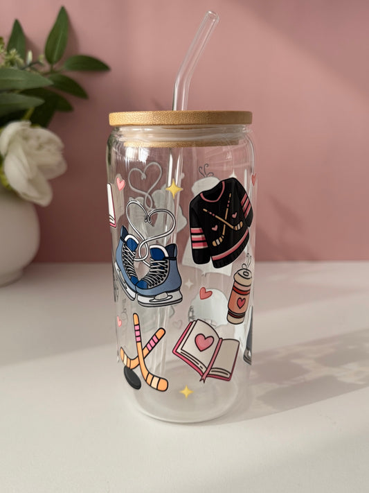 Hockey Romance Glass Cup
