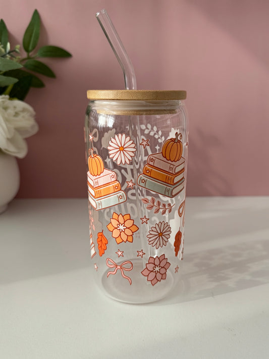 All Booked For Fall Glass Cup