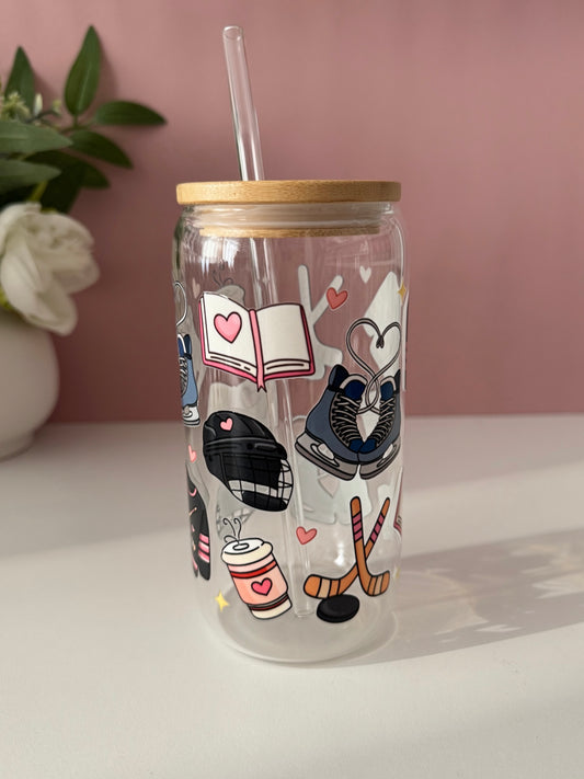 Hockey Romance Glass Cup