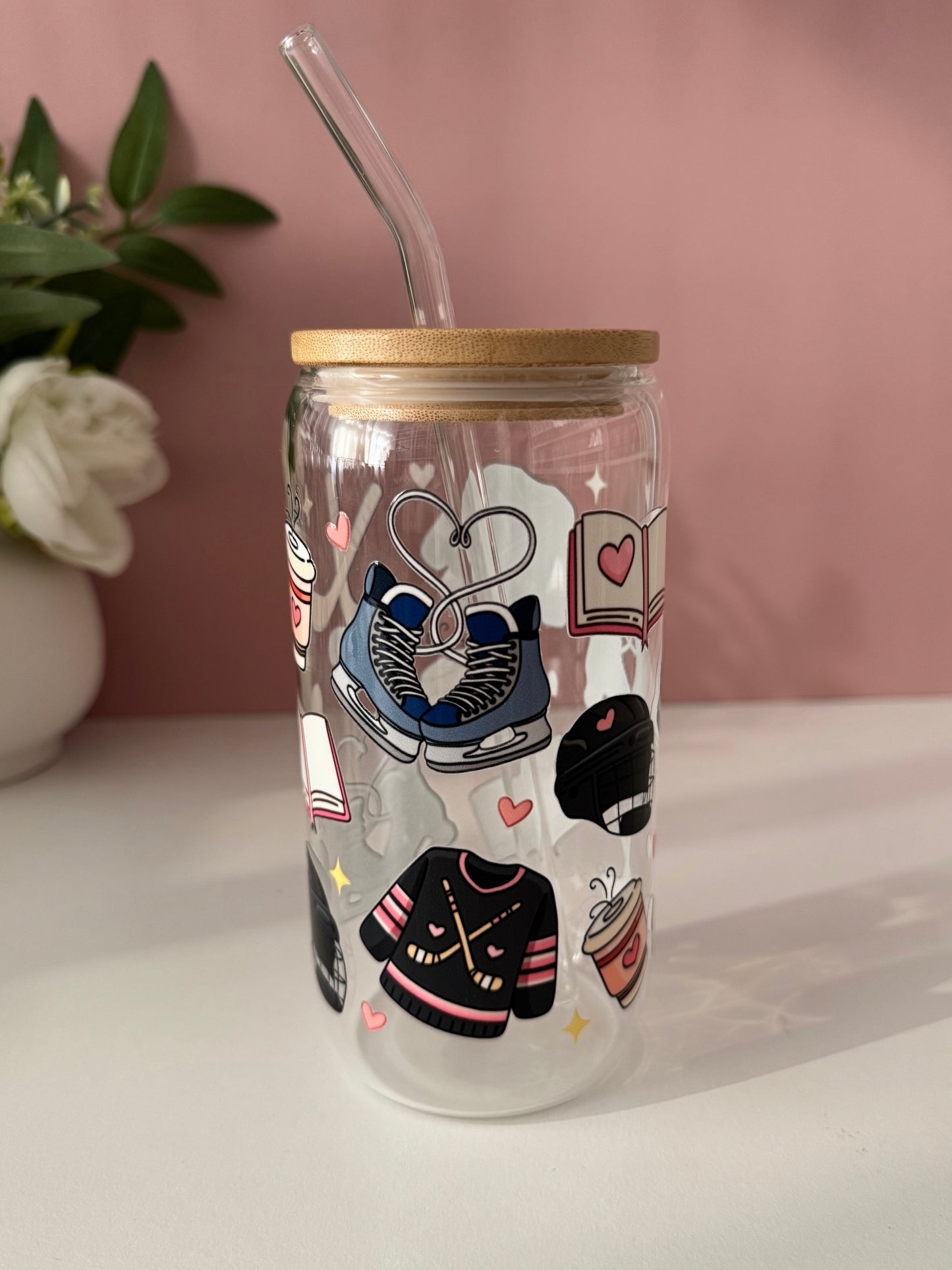 Hockey Romance Glass Cup