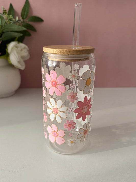 Blush Blossoms Glass Cup