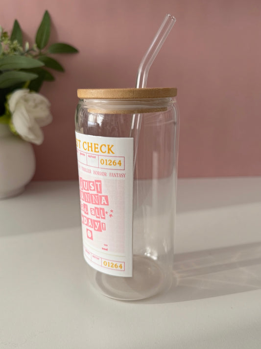 I Just Wanna Read All Day Glass Cup
