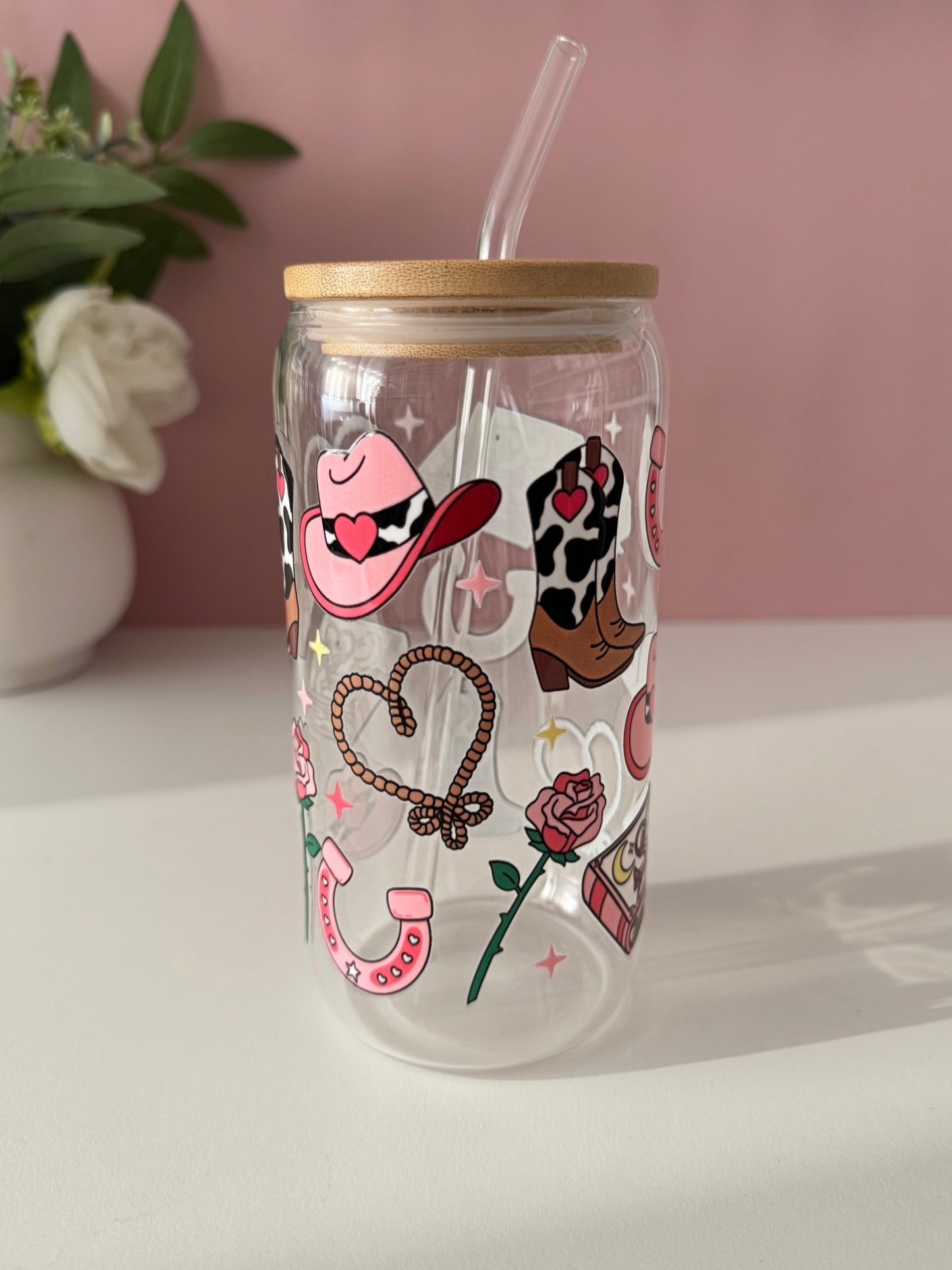Cowboy Romance Glass Cup