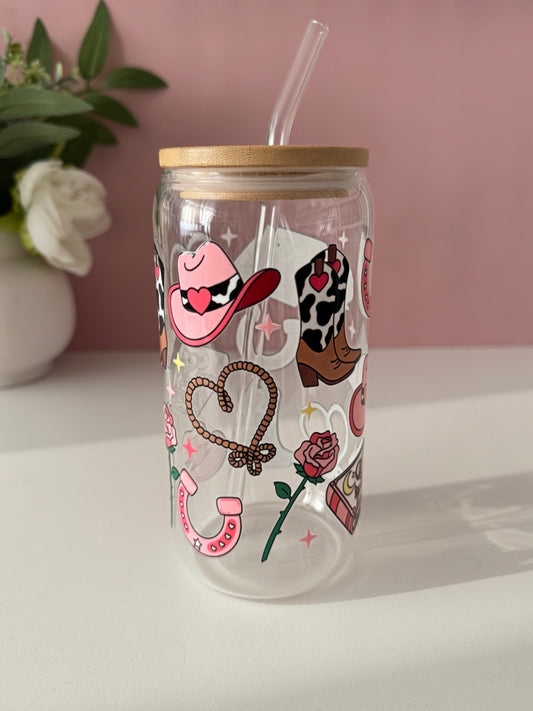 Cowboy Romance Glass Cup
