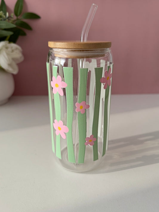 Matcha Bloom Glass Cup