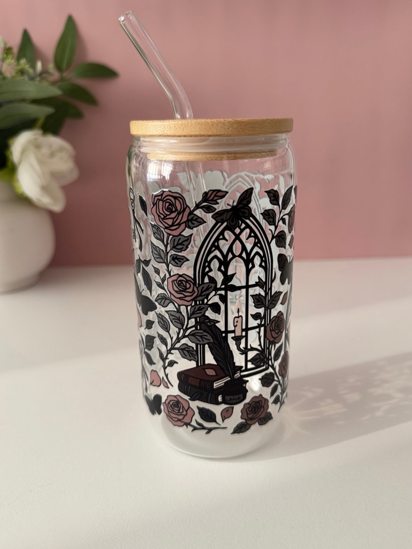 Dark Academia Glass Cup