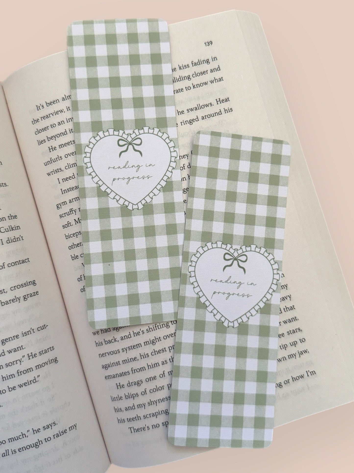 Reading In Progress Gingham Bookmark