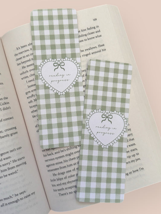 Reading In Progress Gingham Bookmark