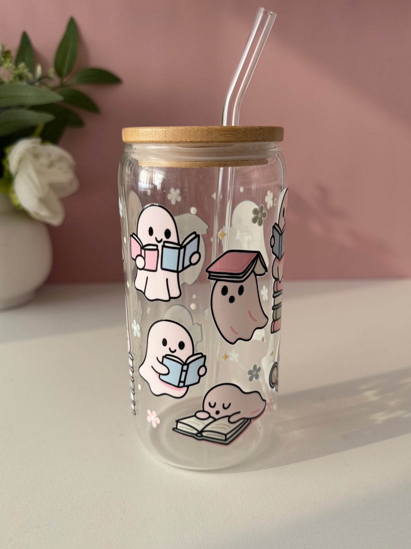 Bookish Ghosts Glass Cup