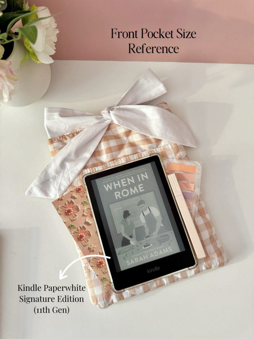 Beige Gingham Book Sleeve