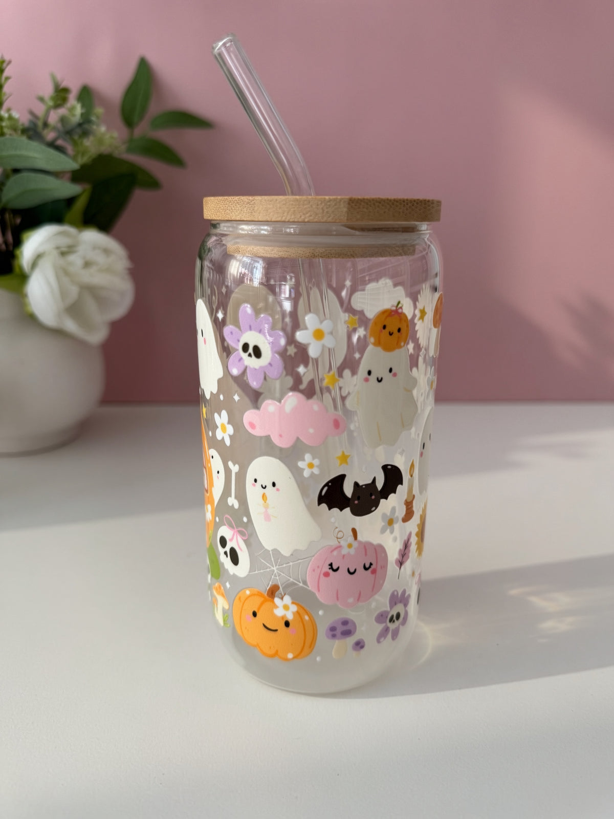 Pumpkin Cottage Glass Cup